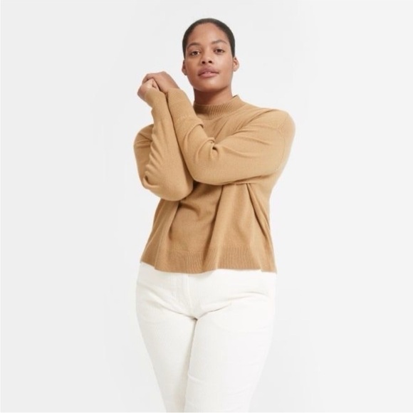Everlane The Cashmere Crop Mockneck In Camel/Tan Relaxed Look Cozy Soft SZ M - Picture 12 of 12